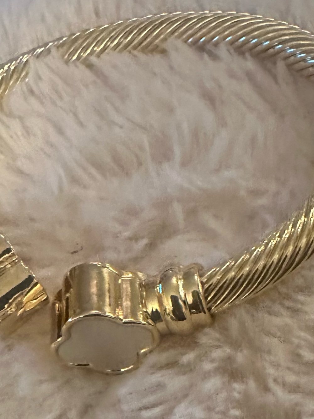 LSJ Gold-filled Twisted Cable Bracelet with Mother of Pearl